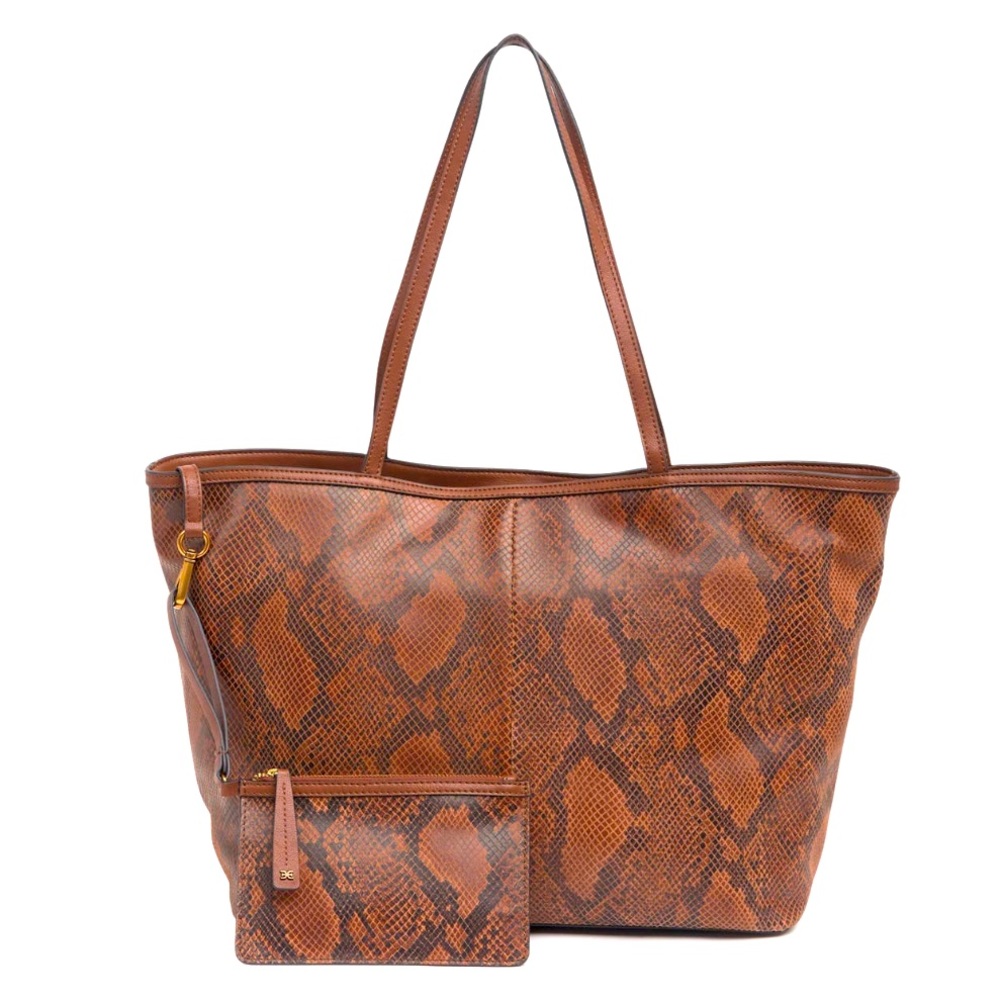 💥NWT💥 Sam Edelman Nora Snakeskin Print Tote Bag - Picture 1 of 8